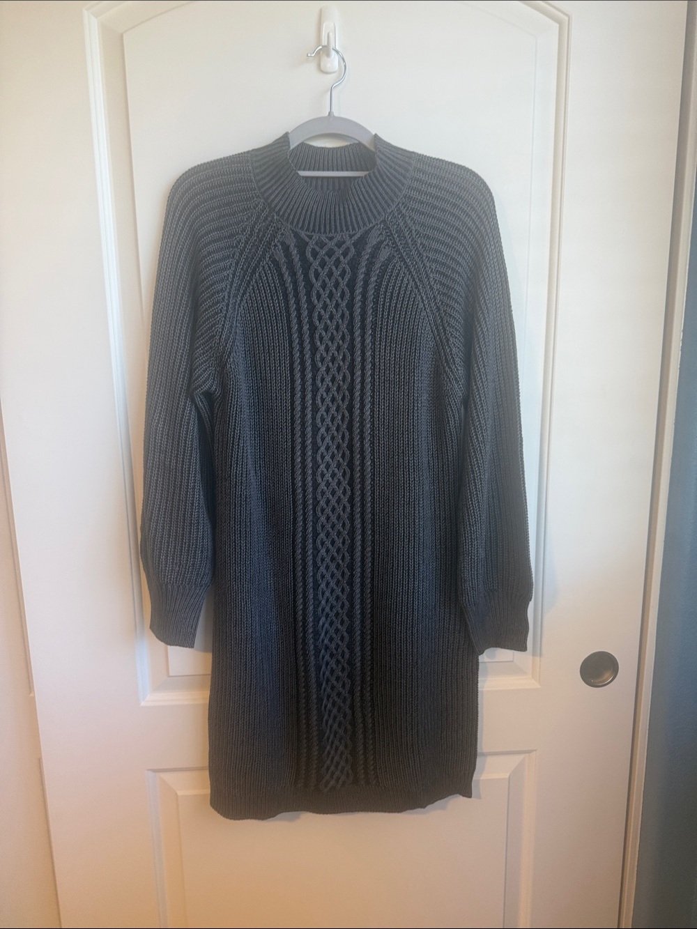 Maurices Charcoal Gray Cable-Knit Crewneck Sweater Dress